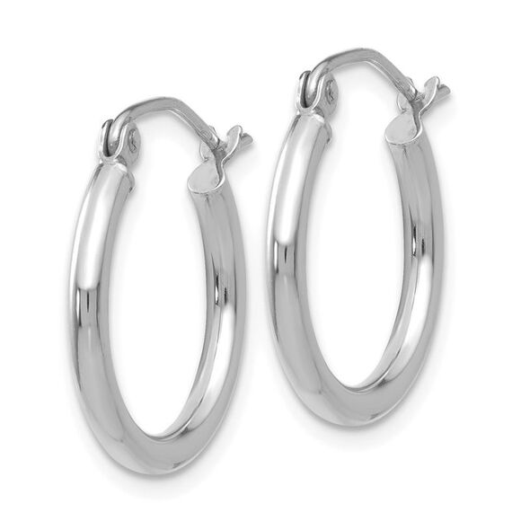 2mm, 14k White Gold Classic Round Hoop Earrings, 17mm (5/8 Inch) - Picture 2 of 4